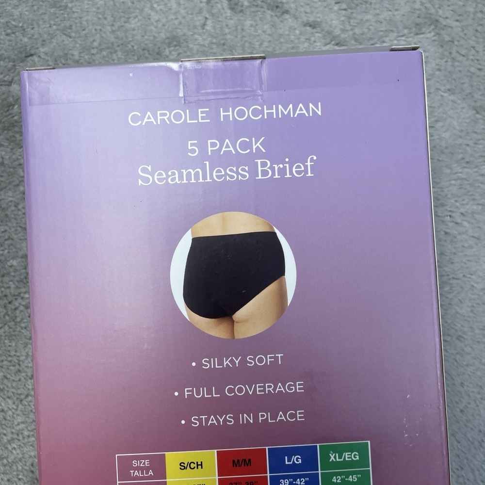 Carole Hochman Women's XL Seamless Brief Black Beige e0411 - Picture 2 of 4